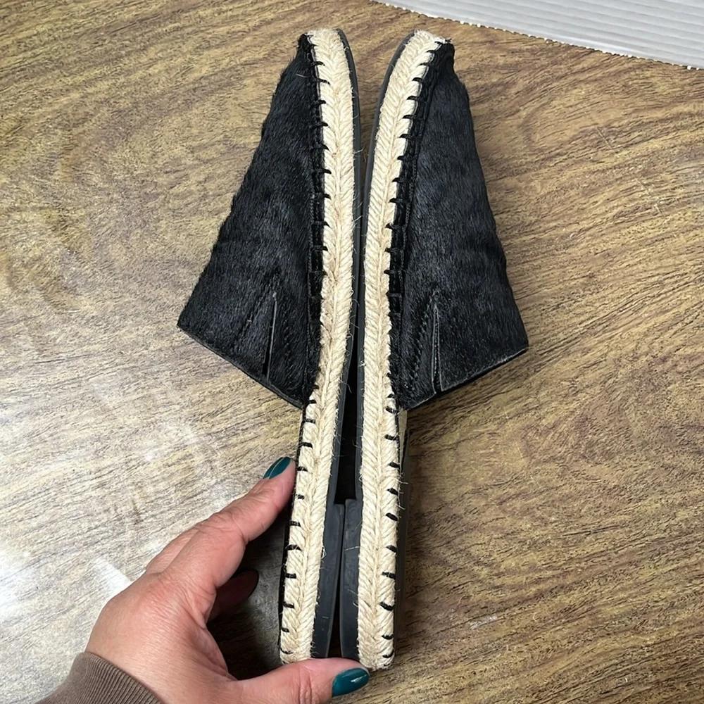 Gap Black Calf Hair Espadrille Slide-On Mules Size 8.5